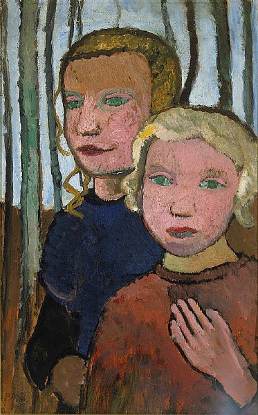 Two Girls in Front of Birch Trees by Paula Modersohn Becker